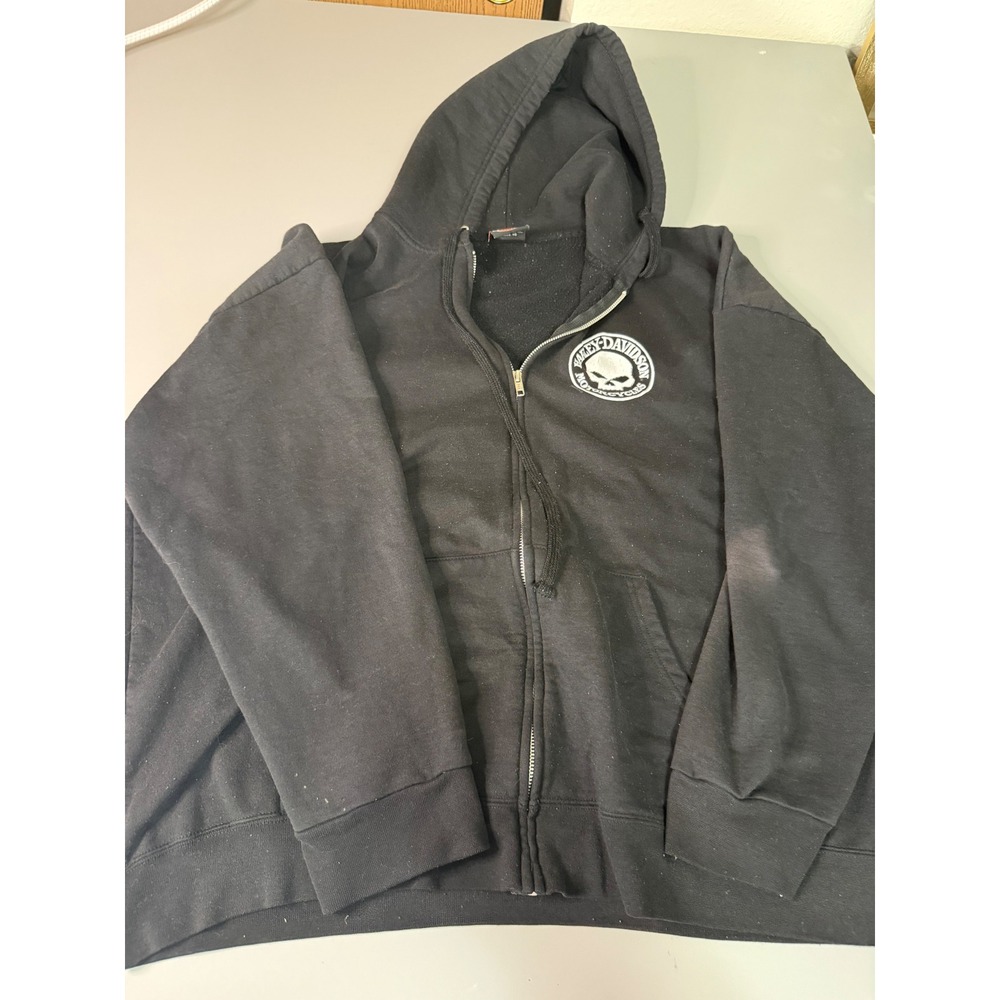 Harley Davidson Willie G Skull Zip Up Hoodie Black Hill City SD Mens XL